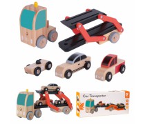 Žaislinis medinis vilkikas su 3 mašinėlėmis | Classic World CW53771